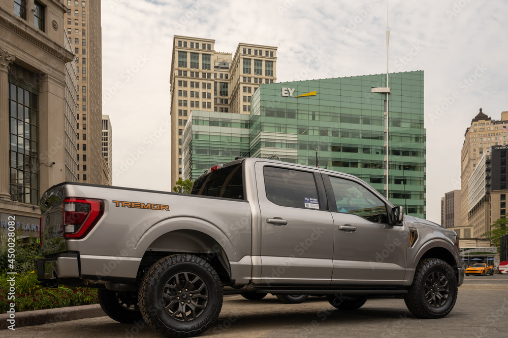 DETROIT, MI/USA AUGUST 06, 2021 A 2021 Ford F150 Tremor at the