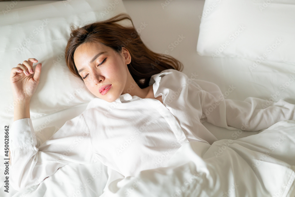 portrait beautiful woman sleeping on bed portrait beautiful woman sleeping on bed