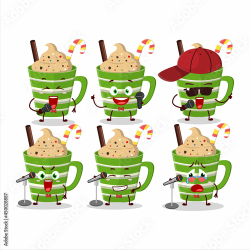 A Cute Cartoon design concept of frappe chocolate singing a famous song