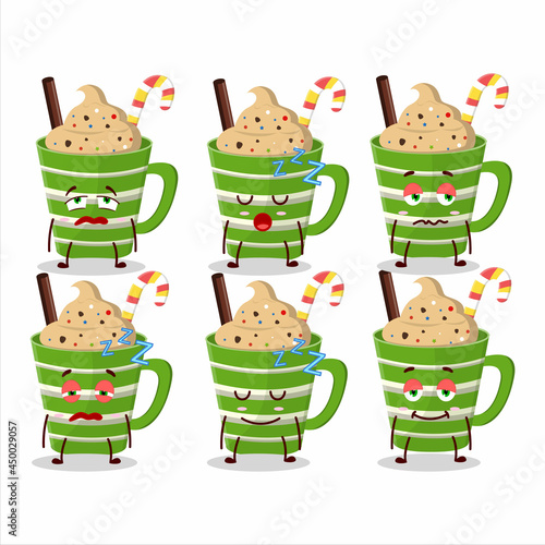 Cartoon character of frappe chocolate with sleepy expression