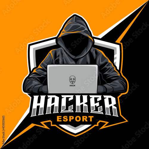hacker mascot illustration for sports and esports logo
