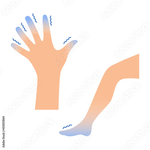 chilled and trembling hand and leg
