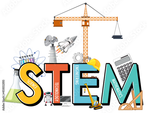 STEM education logo with icon ornament elements