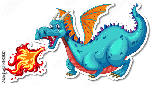 Fototapeta Naklejka Na Ścianę i Meble -  Cute Dragon cartoon character sticker