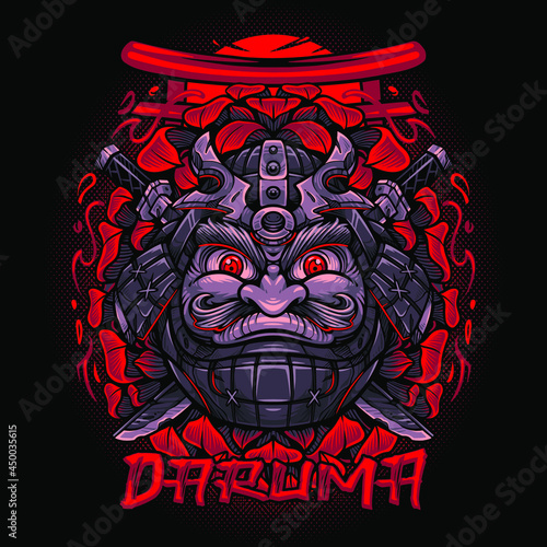 Oni daruma mascot logo design