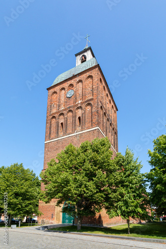 Bell tower of Saint Mary church at Ribnitz-Damgarten, Mecklenburg-Vorpommern, Germany