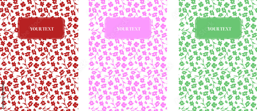 Set of abstract modern cover design with floral patterns. Design for book, flyer, banner, brochure, background and notebook. Set of abstract modern cover design with floral patterns. Design for book, flyer, banner, brochure, background and notebook.