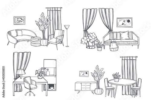 Furniture for the home.Sketch illustration.