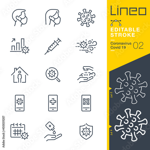 Lineo Editable Stroke - Coronavirus Covid 19 line icons