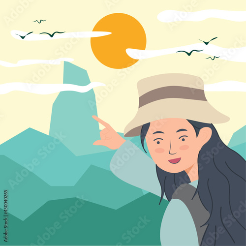 The girl went to adventure vector illustration