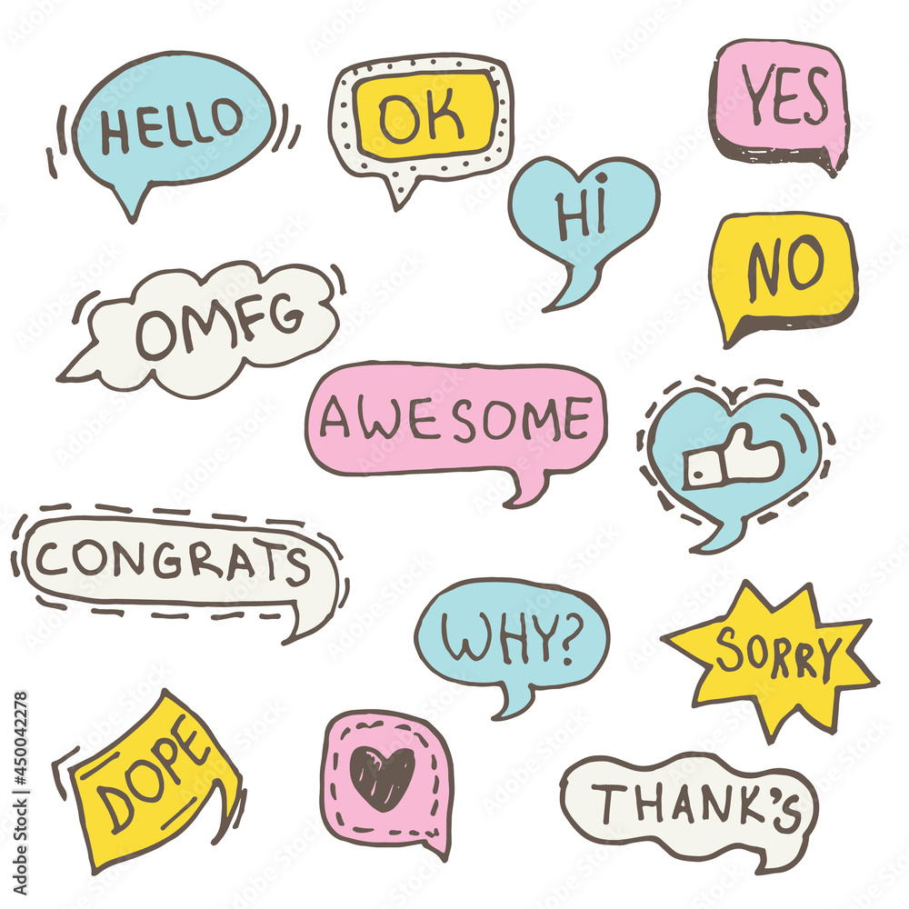 Vector hand drawn set of comic speech bubbles Vector hand drawn set of comic speech bubbles