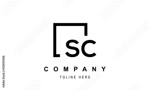 SC square frame letter logo design vector