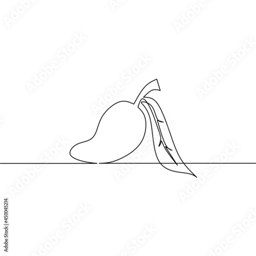 Fototapeta Naklejka Na Ścianę i Meble -  Continuous line drawing of mango, fruit design, object one line, single line art, vector illustration