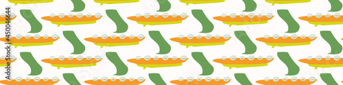 Summer tropical geometric seamless border pattern. Bright retro geo banner edge. Fun gender neutral gift wrap masking taper decor washi ribbon trim in vector.