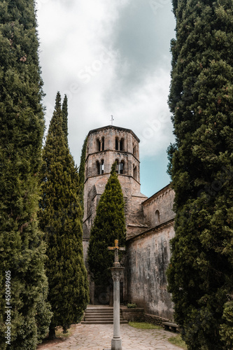 Cross in garden in Girona photo