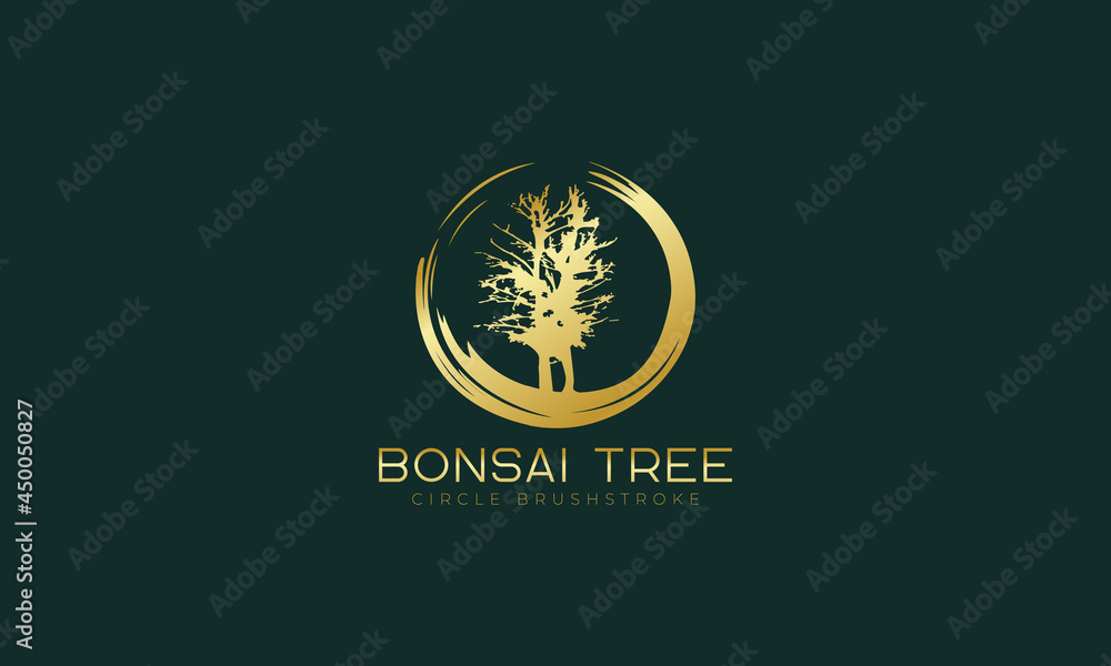 Luxury bonsai tree logo design vector template Luxury bonsai tree logo design vector template