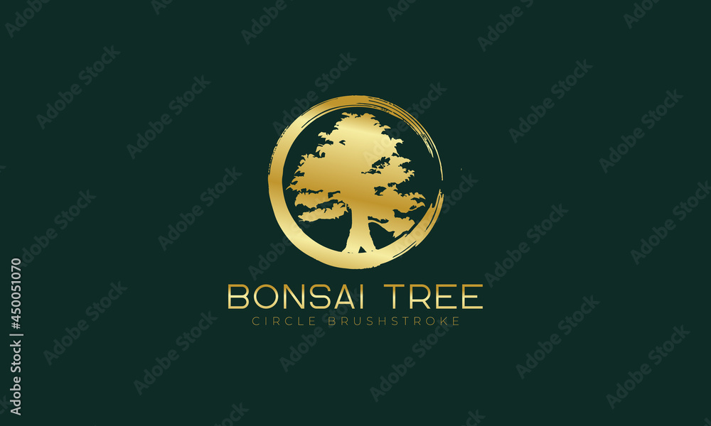 Luxury bonsai tree logo design vector template Luxury bonsai tree logo design vector template
