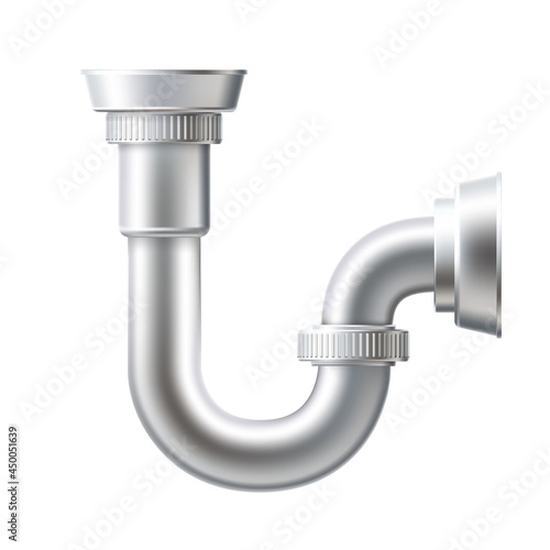Vector silver drain pipe metal sewer 3d