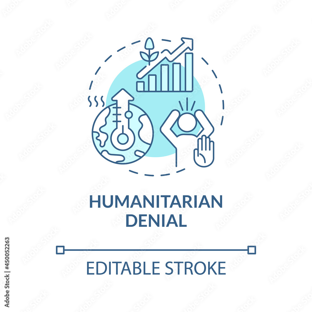 Humanitarian denial blue concept icon. Increased frequency of heatwaves. Arguing human. Productive farming abstract idea thin line illustration. Vector isolated outline color drawing. Editable stroke