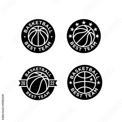 set collection Basketball black logo design illustration