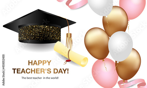 Happy teacher's day! The best teacher in the world! Vector concept banner for world teachers day