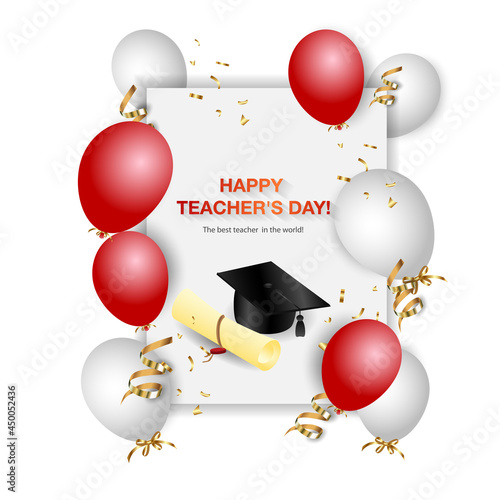 Happy teacher's day! The best teacher in the world! Vector concept banner for world teachers day