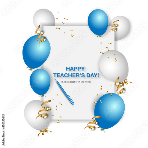 Happy teacher's day! The best teacher in the world! Vector concept banner for world teachers day