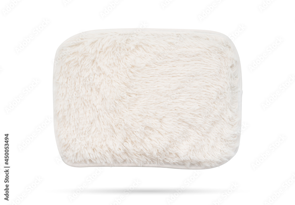 White fur doormat on isolated white background White fur doormat on isolated white background