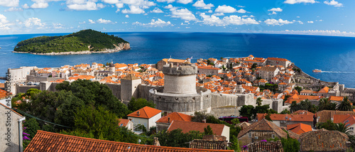 Stampa su Tela クロアチア　スルジ山から見えるドゥブロヴニクの旧市街とロクルム島