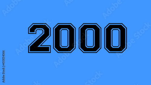 2000 number black lettering blue background