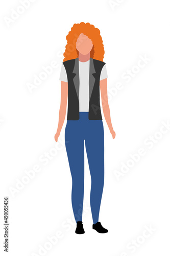 Ginger haired girl semi flat color vector character. Posing figure. Full body person on white. Youth subculture participator isolated modern cartoon style illustration for graphic design and animation photo