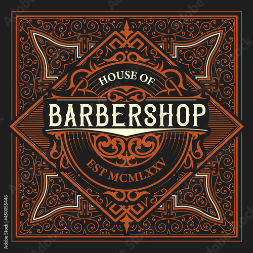 Vintage Barbershop label in vintage style