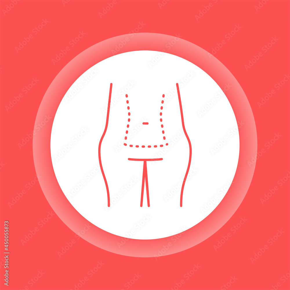 Liposuction color button icon. Plastic body surgery. Liposuction color button icon. Plastic body surgery.