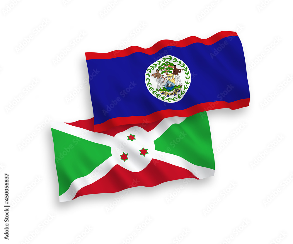 Flags of Burundi and Belize on a white background