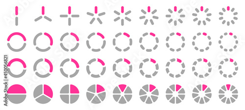 Set Gerundete Tortendiagramme Grau Pink
