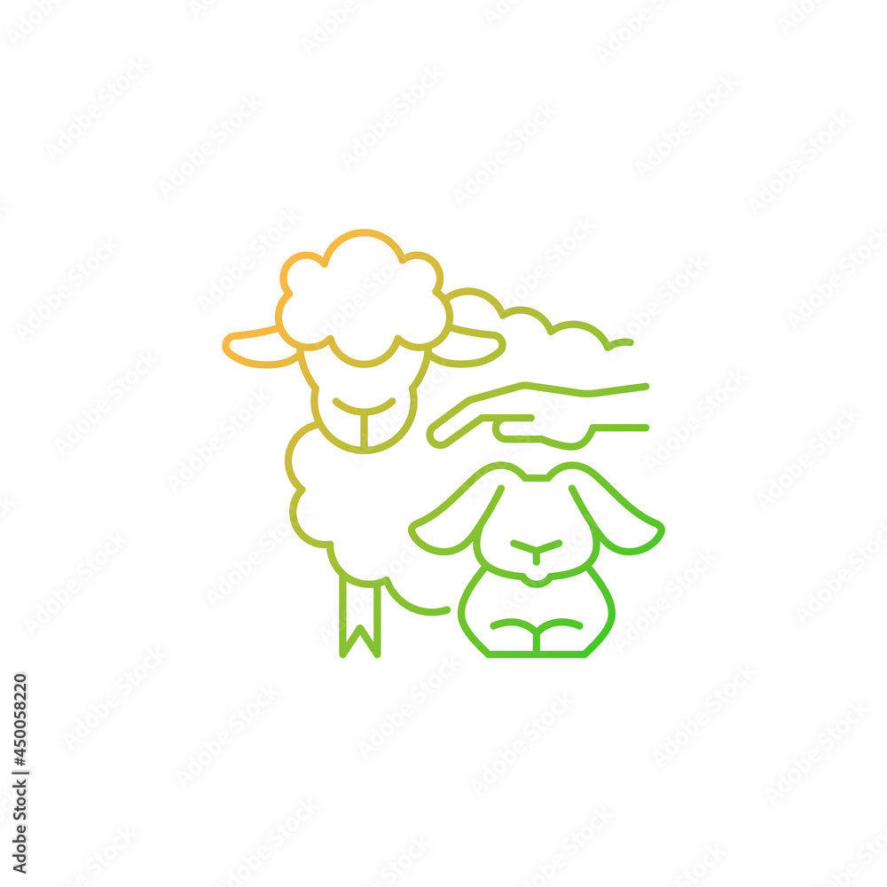 Petting zoo gradient linear vector icon. Interactive zoo for kids. Persons able to touch and feed animals. Thin line color symbols. Modern style pictogram. Vector isolated outline drawing Petting zoo gradient linear vector icon. Interactive zoo for kids. Persons able to touch and feed animals. Thin line color symbols. Modern style pictogram. Vector isolated outline drawing