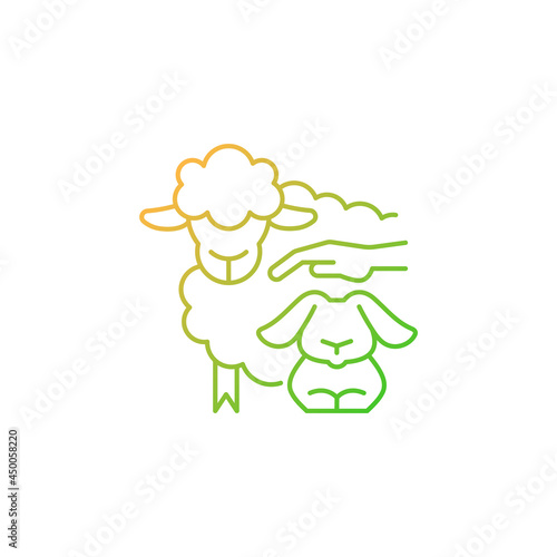 Petting zoo gradient linear vector icon. Interactive zoo for kids. Persons able to touch and feed animals. Thin line color symbols. Modern style pictogram. Vector isolated outline drawing © bsd studio