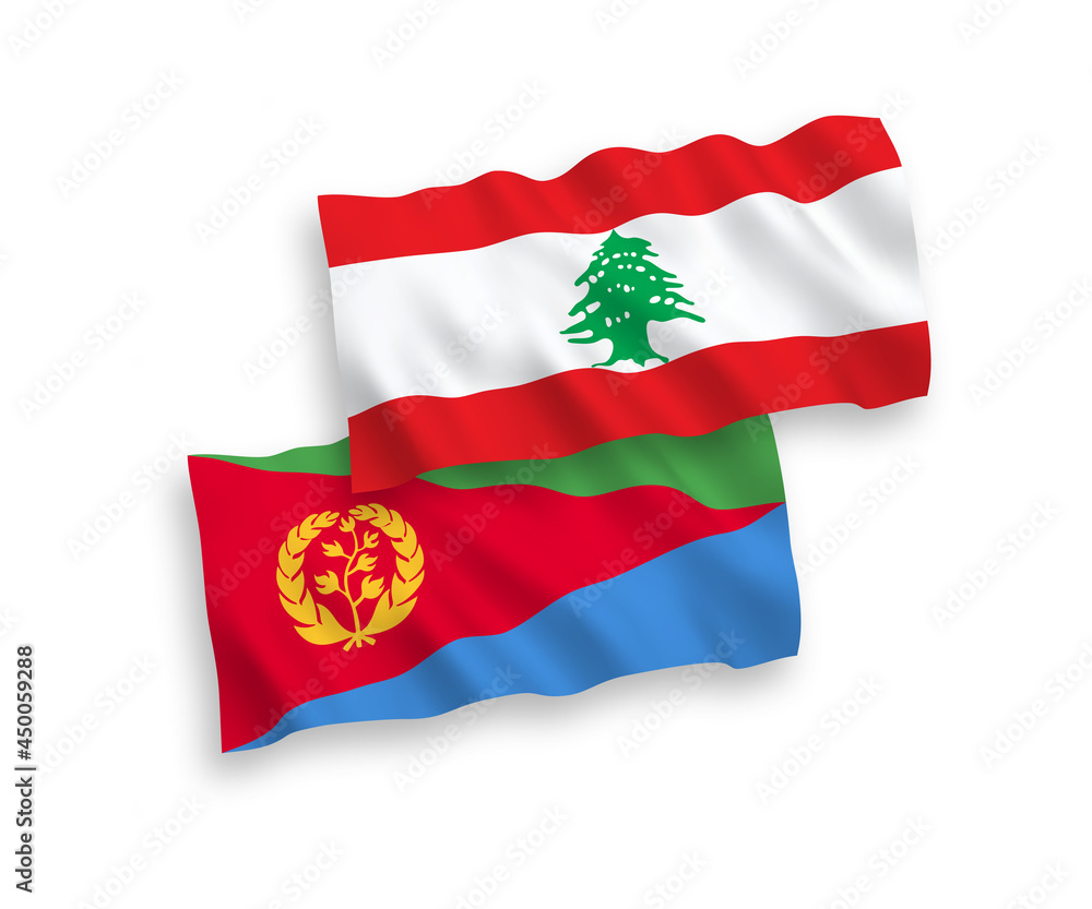 Flags of Eritrea and Lebanon on a white background