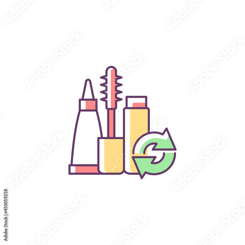 Refillable mascara RGB color icon. Eco friendly package. Zero waste container for organic cosmetic. Recyclable make up products. Isolated vector illustration. Simple filled line drawing