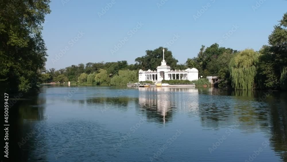 Famous popular Boat station architecture white beautiful building in Kryvyi Rih, Ukraine Famous popular Boat station architecture white beautiful building in Kryvyi Rih, Ukraine