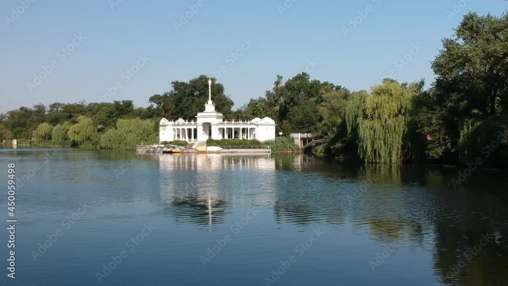 Famous popular Boat station architecture white beautiful building in Kryvyi Rih, Ukraine Famous popular Boat station architecture white beautiful building in Kryvyi Rih, Ukraine