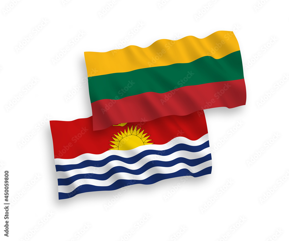 Flags of Lithuania and Republic of Kiribati on a white background Flags of Lithuania and Republic of Kiribati on a white background