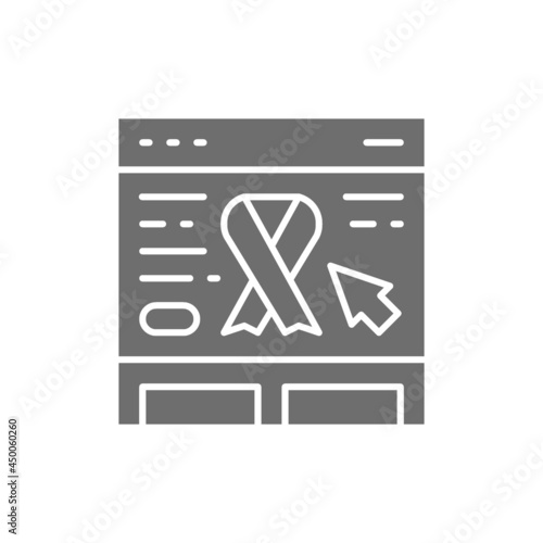 Cancer support site, organs transplant, volunteering, charity grey icon.