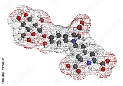 Betanin or beetrood red plant pigment molecule. 3D rendering. photo