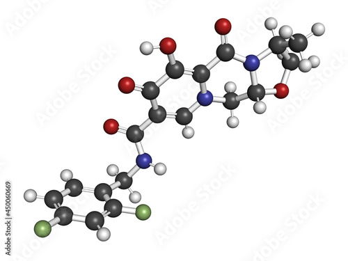 Cabotegravir HIV drug molecule (integrase inhibitor). 3D rendering. photo