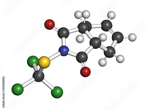 Captan fungicide molecule.  3D rendering. photo