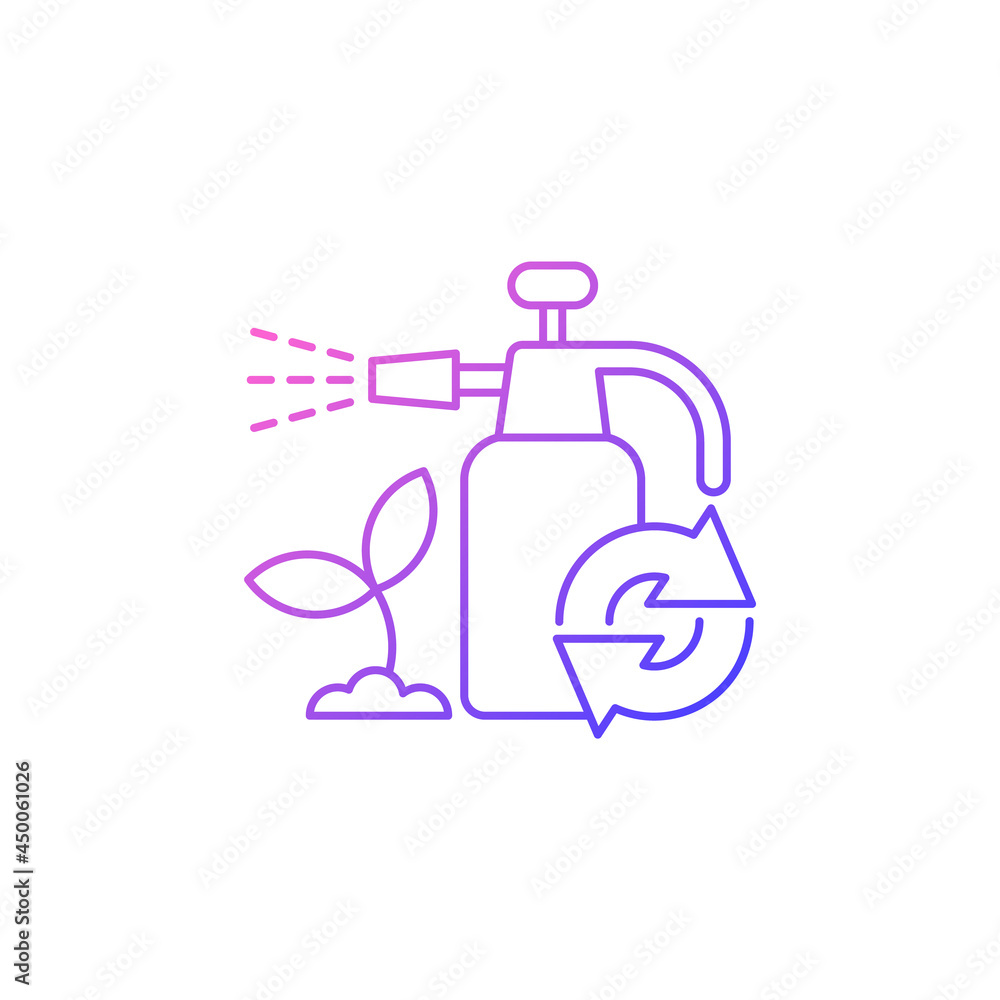 Garden chemicals refill gradient linear vector icon. Pesticide sprayer. Natural fertilizer. Eco friendly package. Thin line color symbols. Modern style pictogram. Vector isolated outline drawing Garden chemicals refill gradient linear vector icon. Pesticide sprayer. Natural fertilizer. Eco friendly package. Thin line color symbols. Modern style pictogram. Vector isolated outline drawing