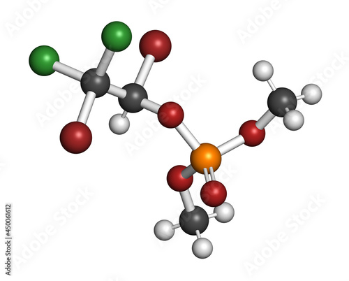 Naled insecticide molecule (organophosphate class). 3D rendering. photo