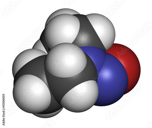 N-Nitroso-diethylamine or NDEA carcinogenic molecule. 3D rendering. photo