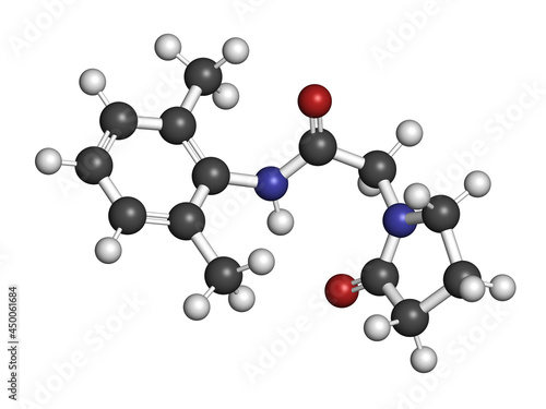 Nefiracetam nootropic drug molecule. 3D rendering. photo